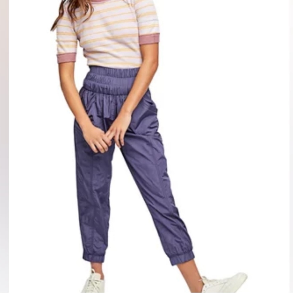 Free People Lavender High-Waist Track Joggers